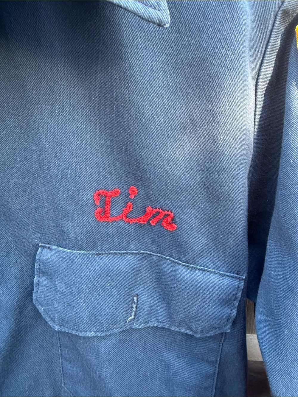 1970’s industrial Dickies Navy Blue Work Shirt with Red Embroidery - Picture 7 of 10